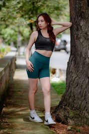 Pocket Shorts de cintura alta-Teal Blue