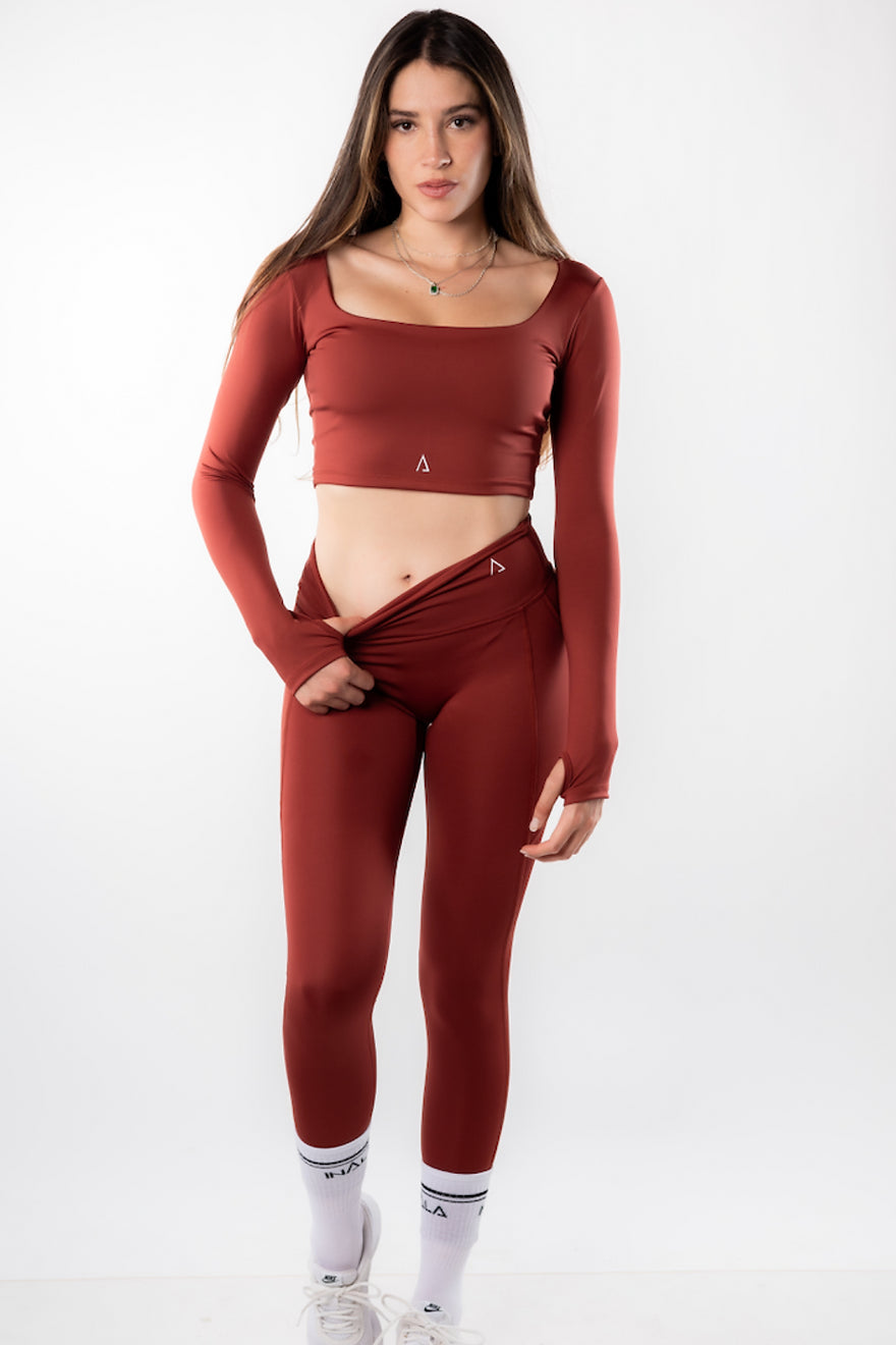 Flow Leggings con bolsillos laterales- Terracota