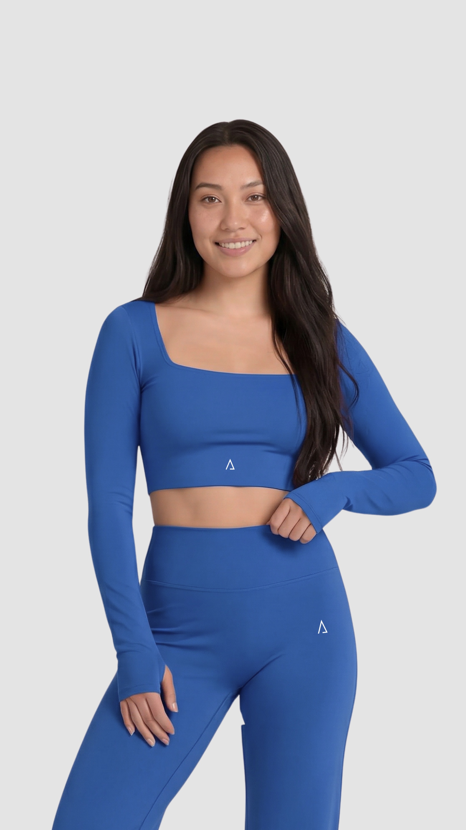 Dynamic Crop Top de manga larga- Electric Blue