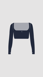 Dynamic Crop Top de manga larga- Midnight Blue