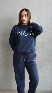 Wide-Leg Sweat Pants (basta ancha)- Navy Blue
