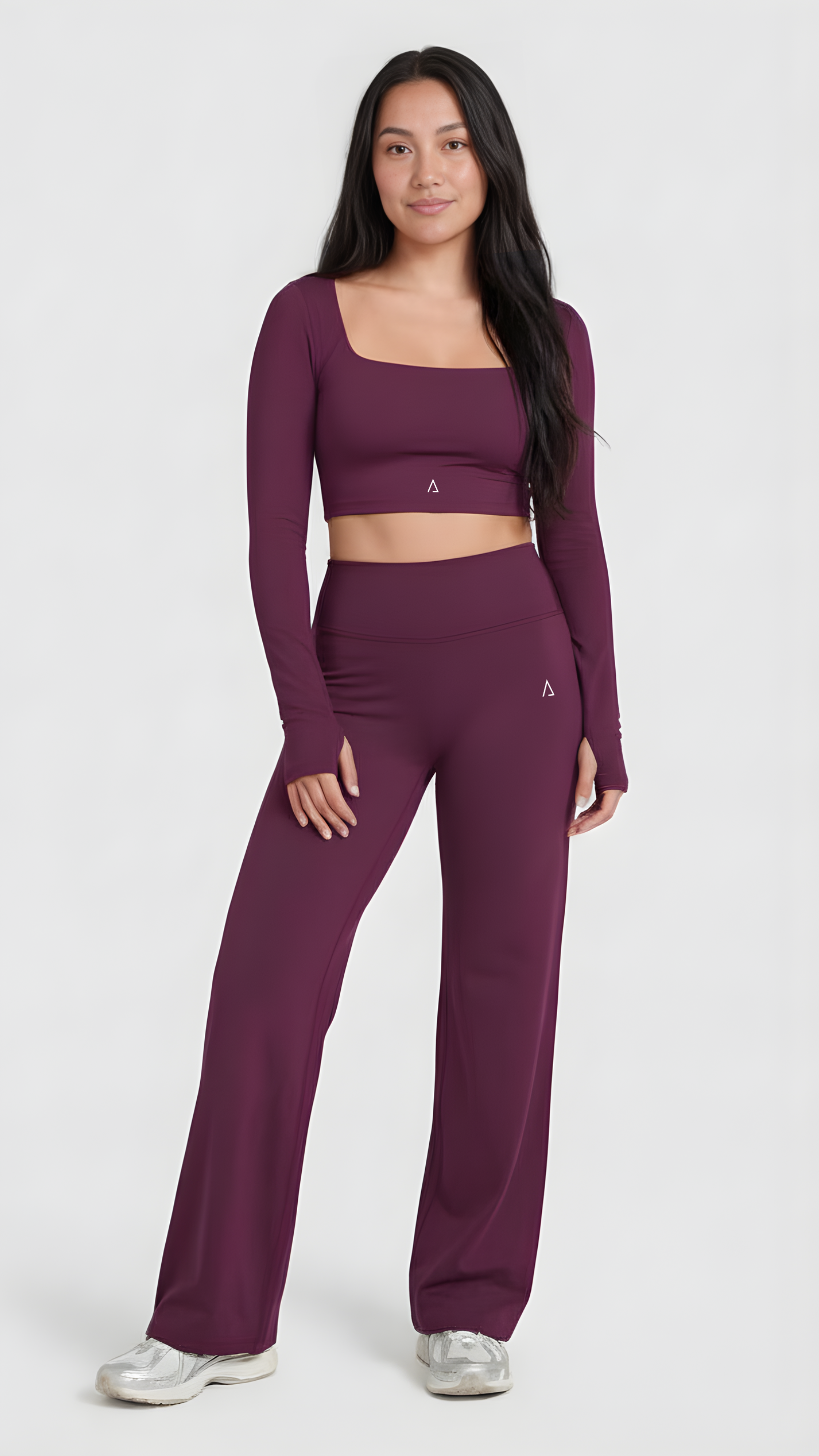 Dynamic Crop Top de manga larga- Wine
