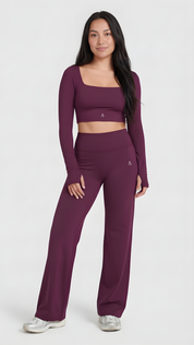 Dynamic Crop Top de manga larga- Wine