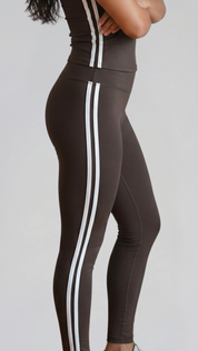 Freedom Duo Stripe Leggings - Dark Brown