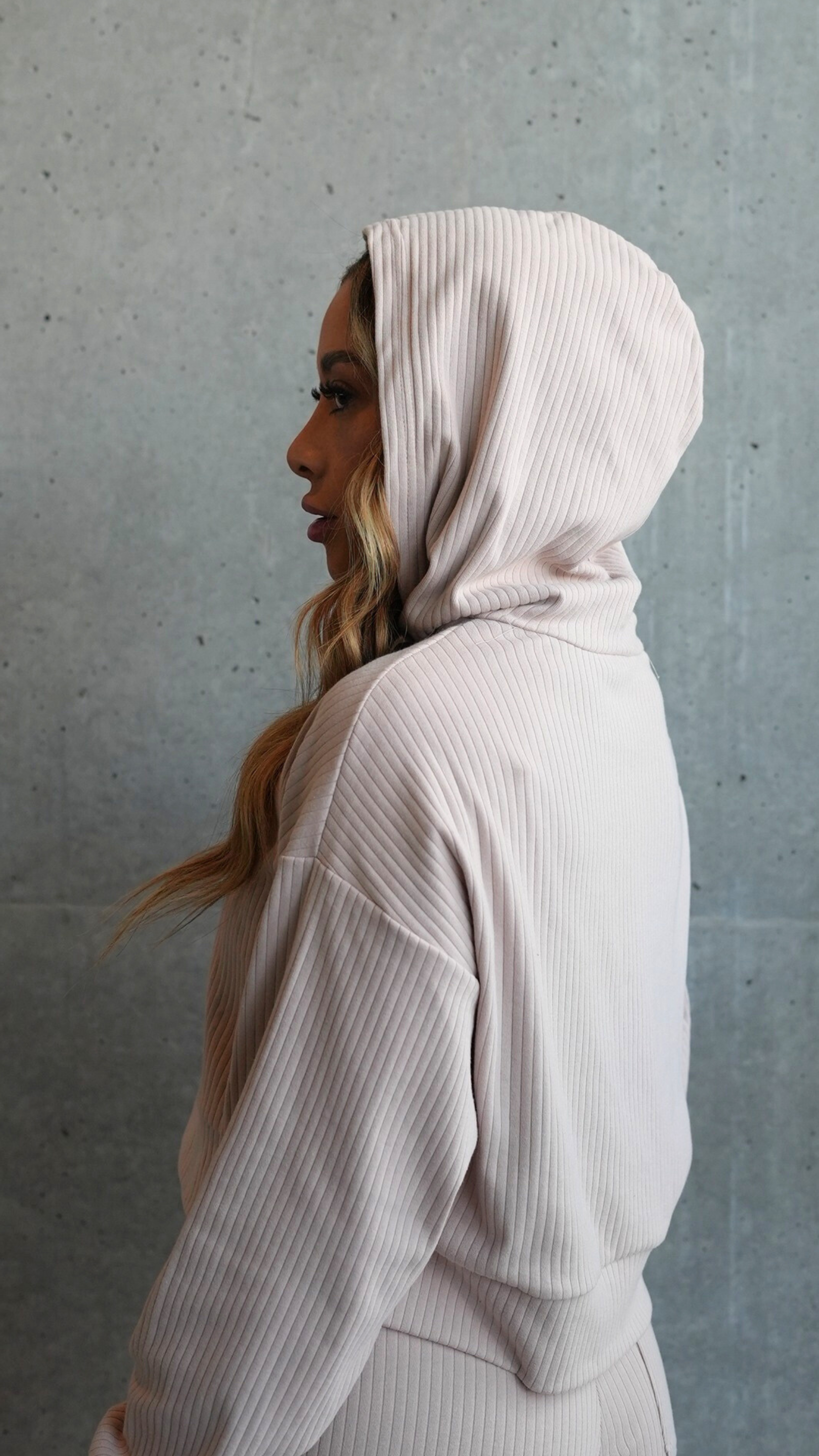 Crop Hoodie-Beige