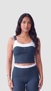 Freedom Contrast Crop Top- Navy Blue