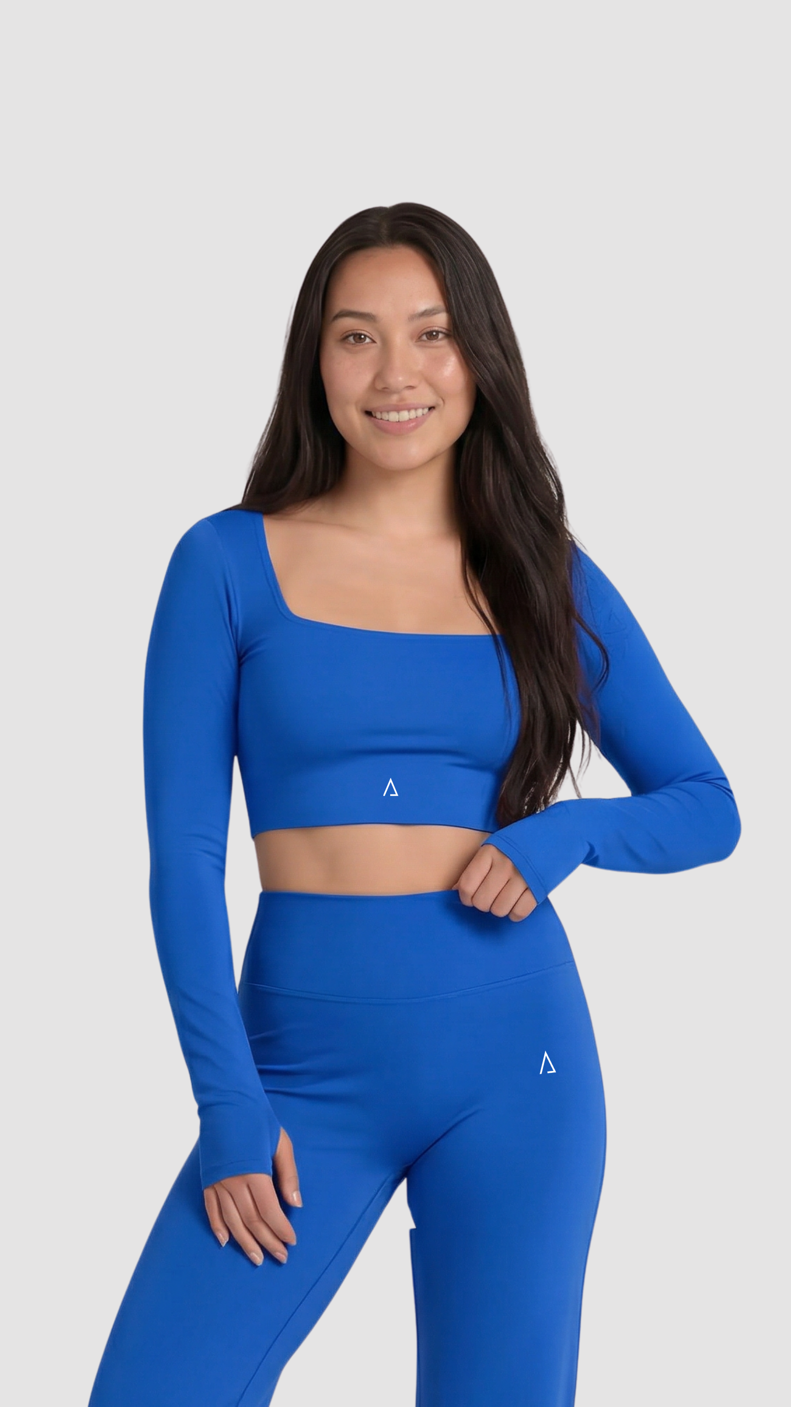 Dynamic Crop Top de manga larga- Electric Blue