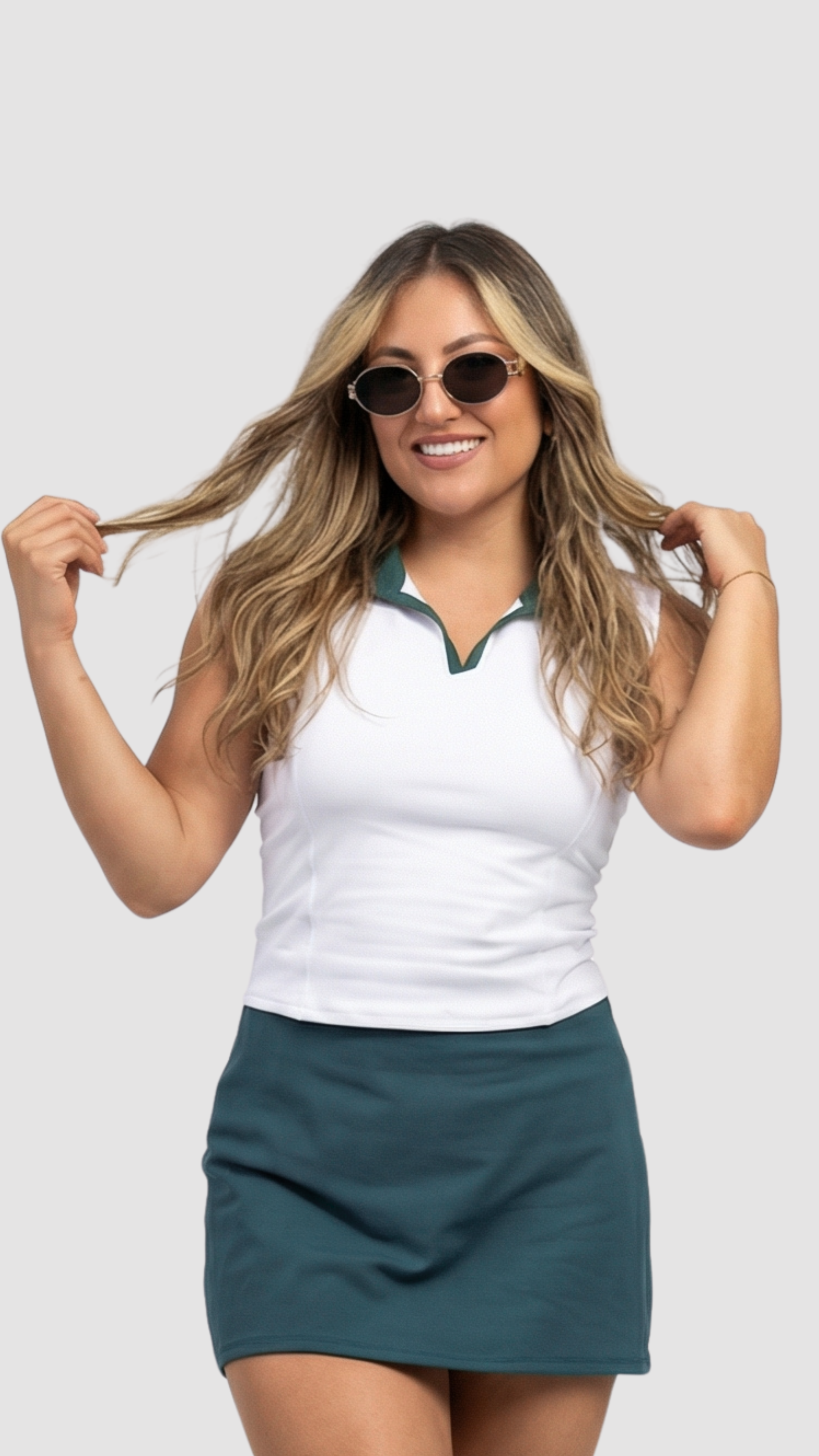 Soft Polo Vest — Contrast Collar (Midnight Green)