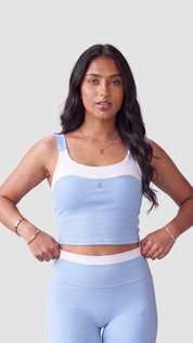 Freedom Contrast Crop Top- Baby Blue