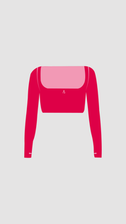 Dynamic Crop Top de manga larga- Bright Scarlet