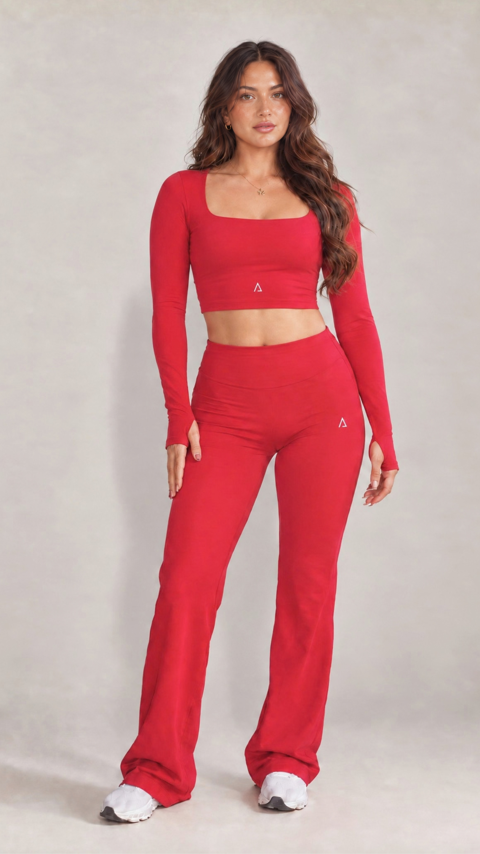 Dynamic Long Sleeve Crop Top - Bright Scarlet