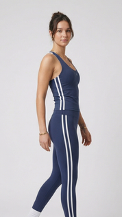 Freedom Duo Stripe Leggings - Navy Blue