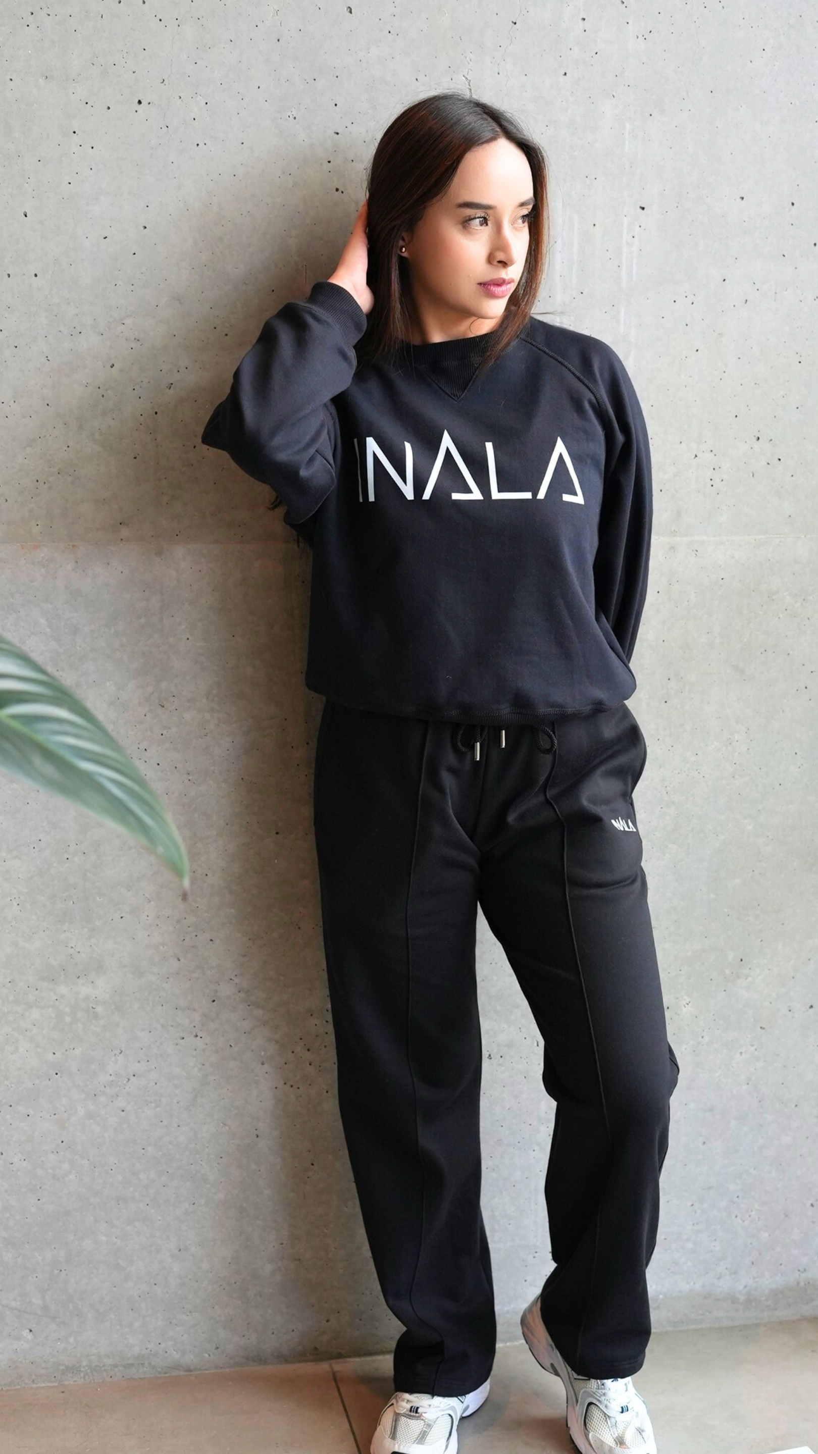 Wide-Leg Sweat Pants (basta ancha)- Black