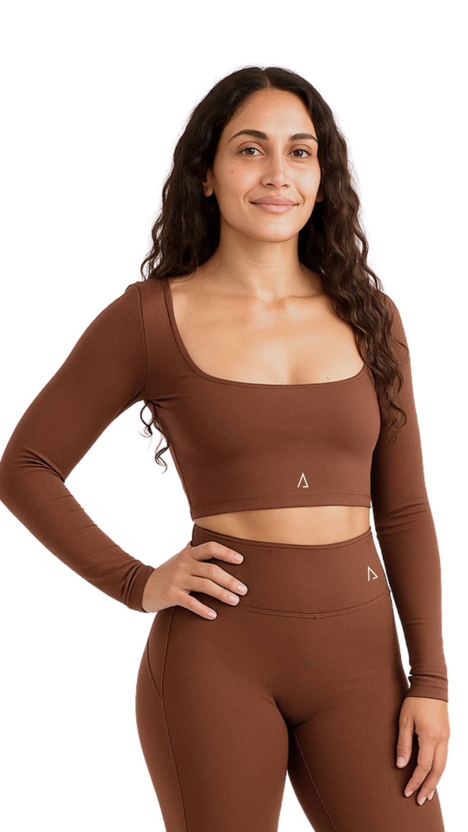 Flow Crop Top de manga larga- Espresso