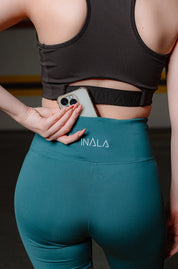 Pocket Shorts de cintura alta-Teal Blue