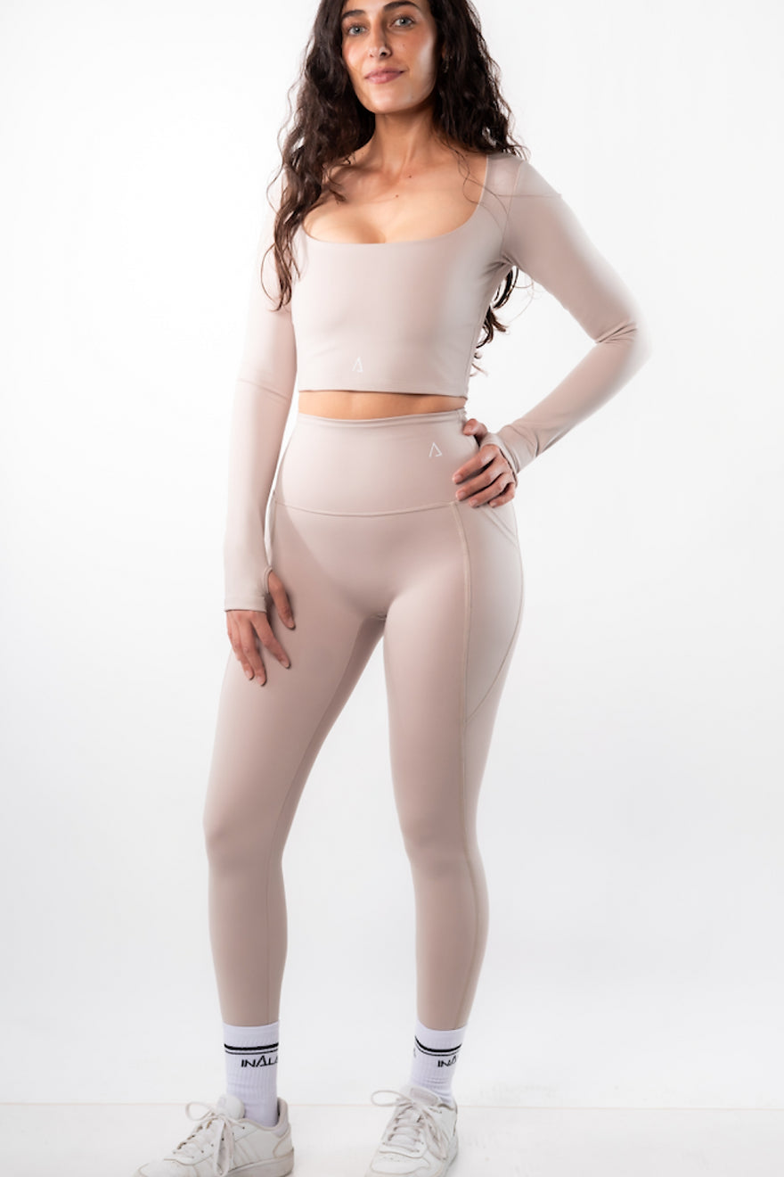 Flow Leggings con bolsillos laterales- Beige