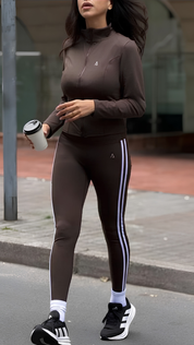 Freedom Duo Stripe Leggings - Dark Brown